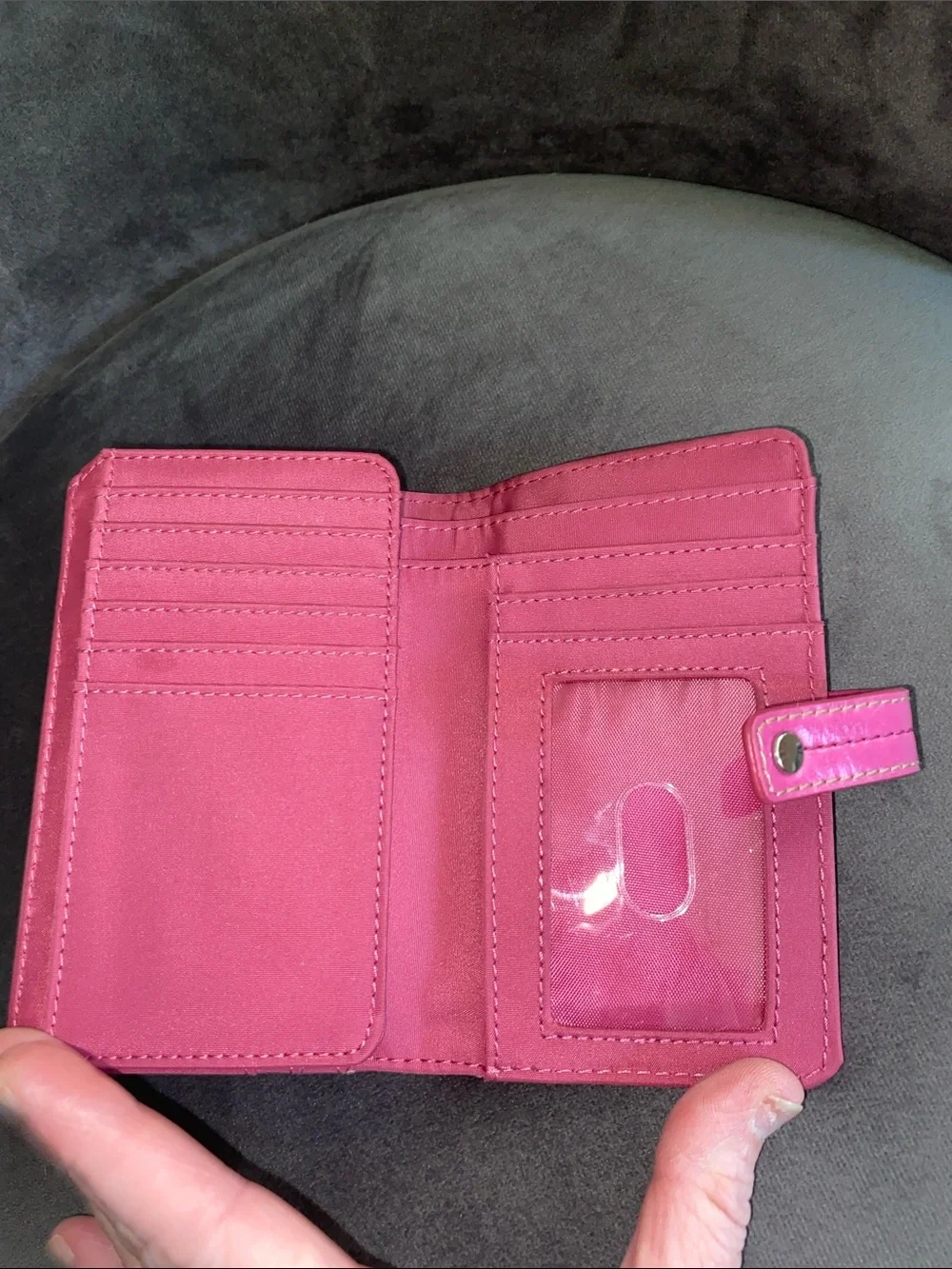 Vintage Relic by Fossil Pink Leather Butterfly Appliqué Bifold Wallet Y2K